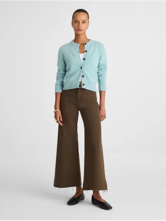 Madewell Denim - Madewell Flared Wide-Leg Crop Jeans Dark Mocha Size 23 NWOT